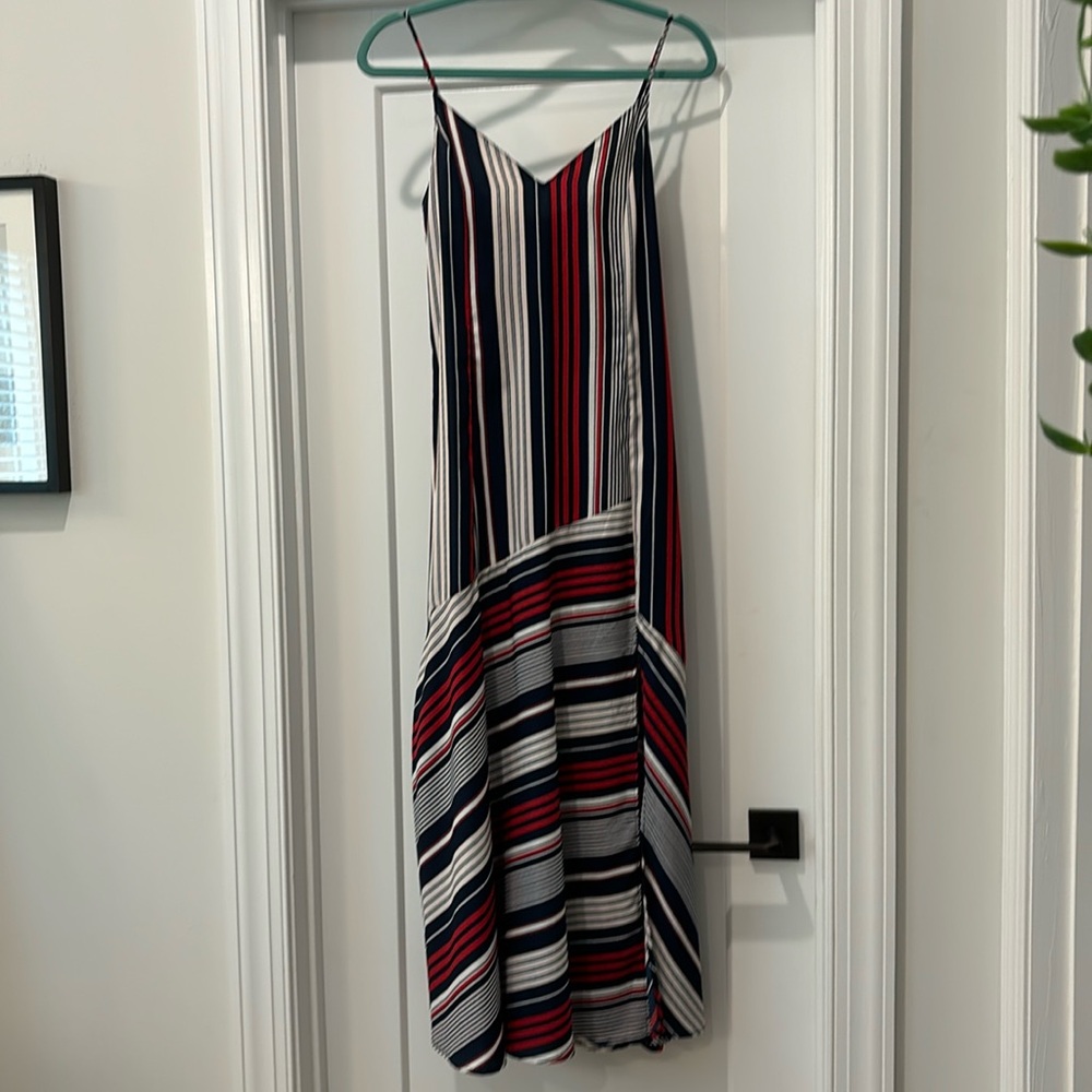 Lush Red, white, light pink and blue maxi dress size M